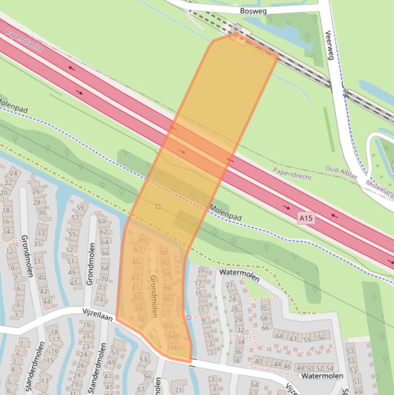 Kaart van postcodegebied 3352CD.