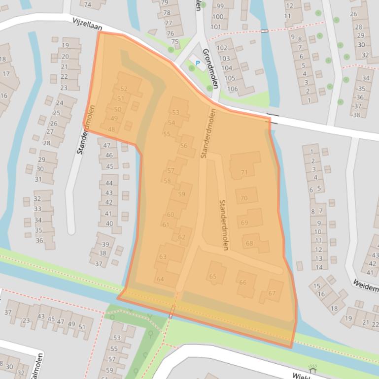 Kaart van postcodegebied 3352CJ.