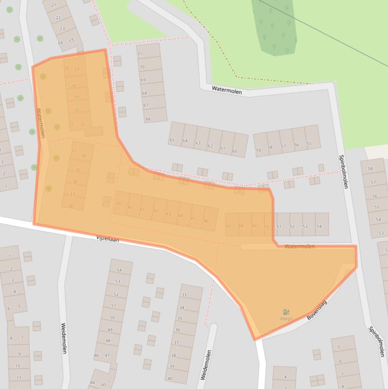 Kaart van postcodegebied 3352TC.
