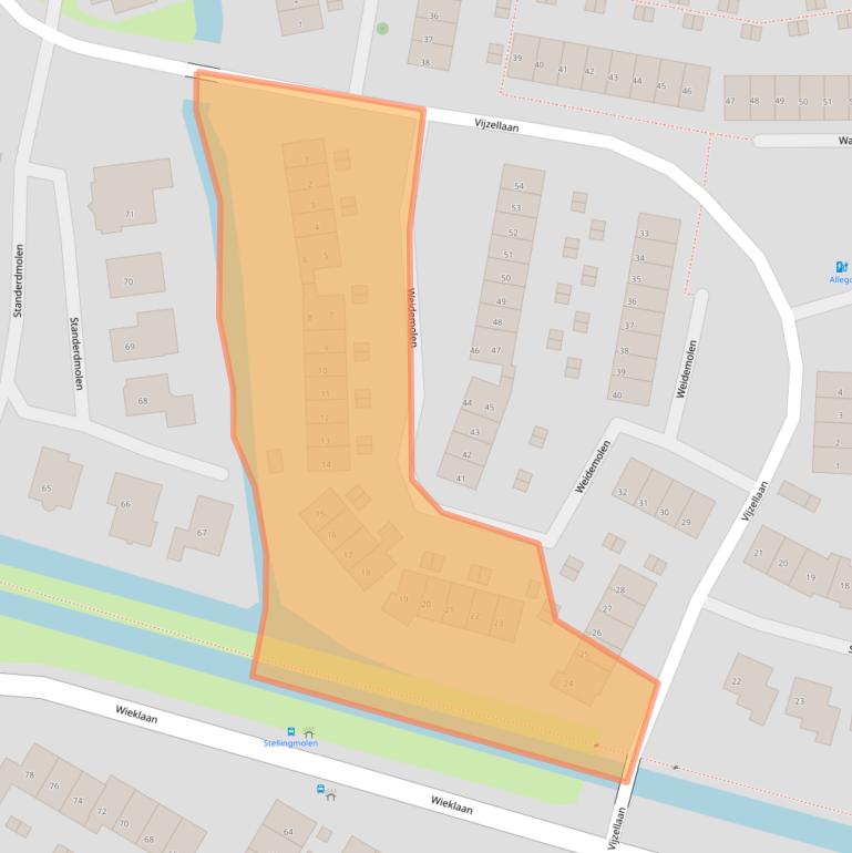 Kaart van postcodegebied 3352TE.