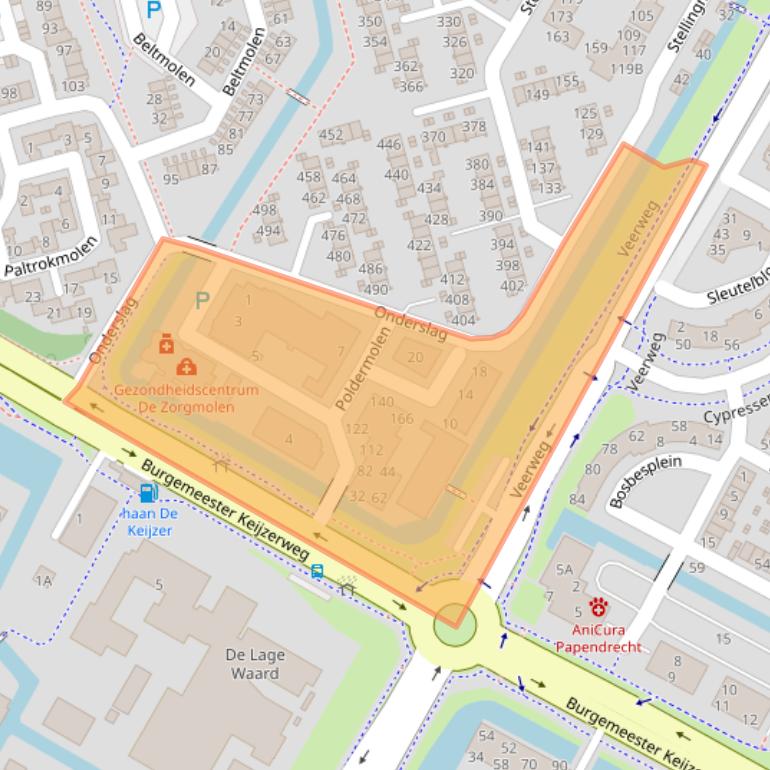 Kaart van postcodegebied 3352TH.