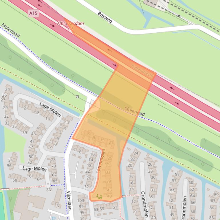 Kaart van postcodegebied 3352VD.