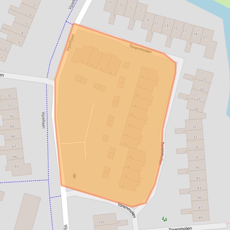 Kaart van postcodegebied 3352VG.