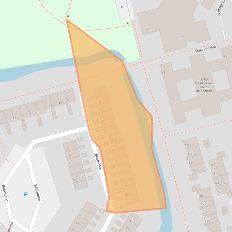 Kaart van postcodegebied 3352XB.