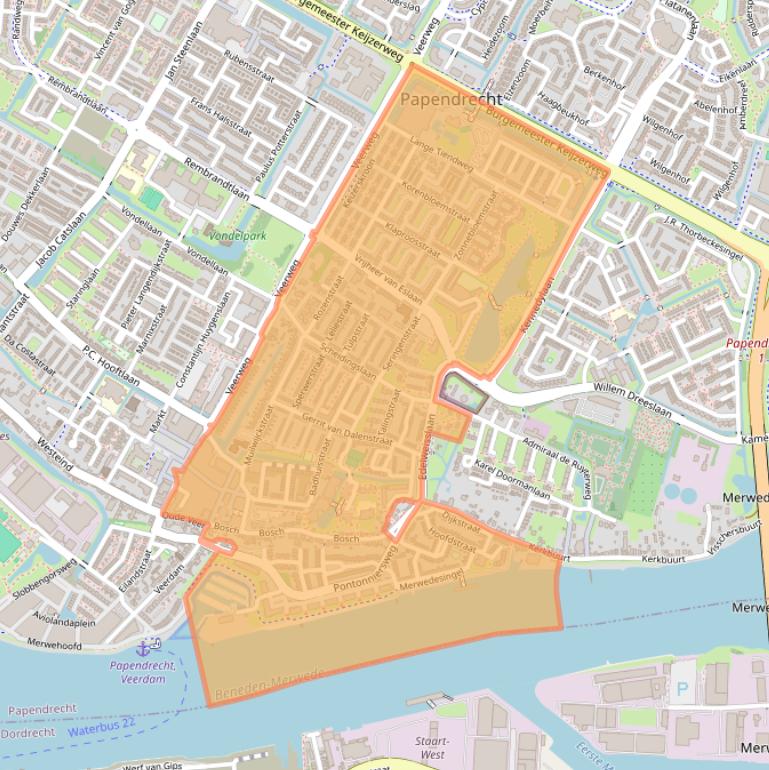 Kaart van postcodegebied 3353.