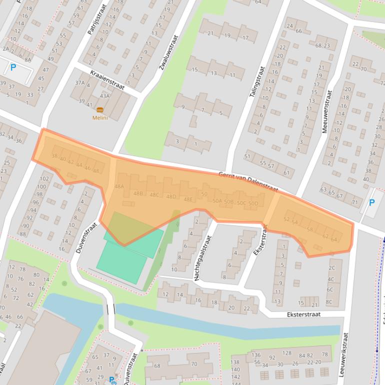Kaart van postcodegebied 3353AR.