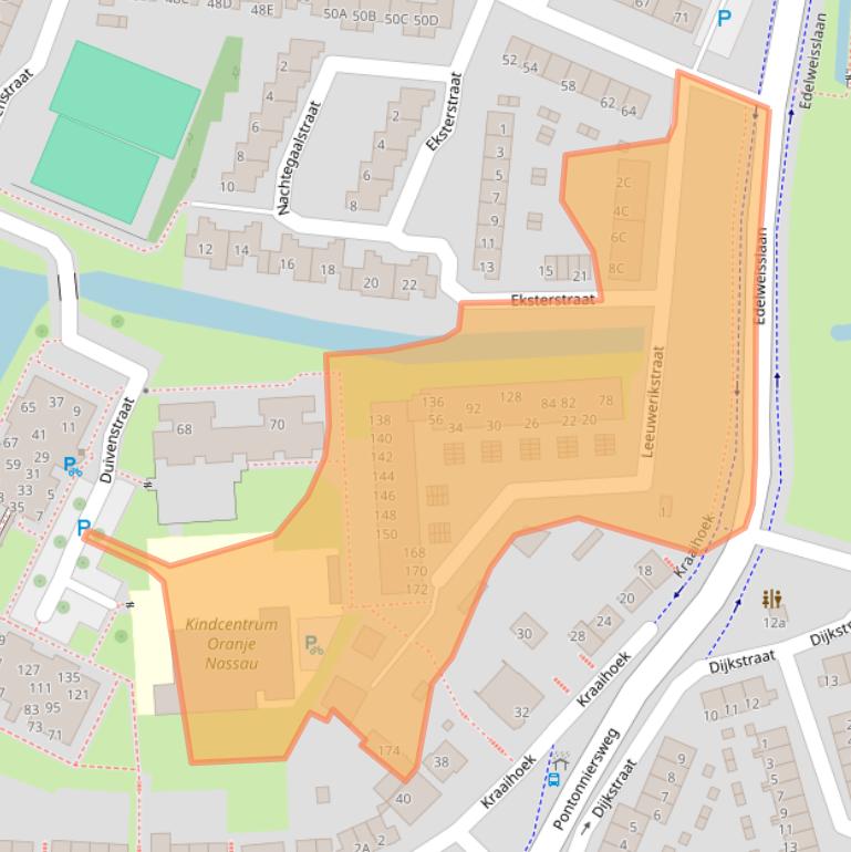 Kaart van postcodegebied 3353AT.