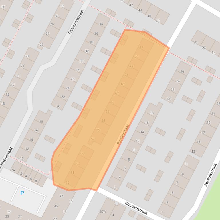 Kaart van postcodegebied 3353BA.