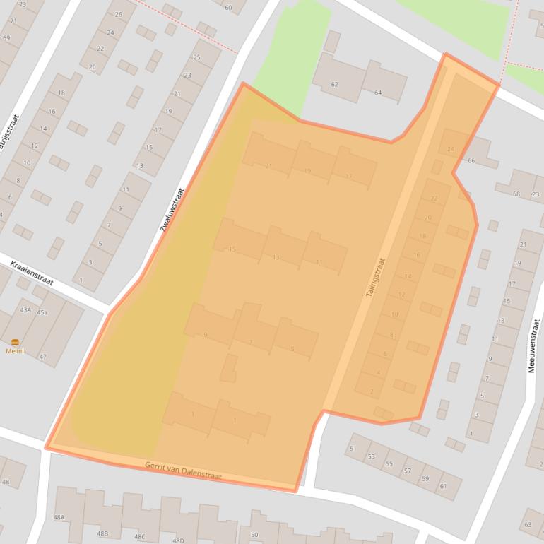 Kaart van postcodegebied 3353BK.