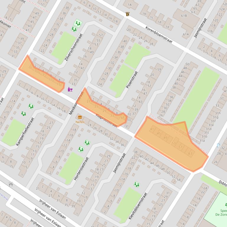 Kaart van postcodegebied 3353CL.