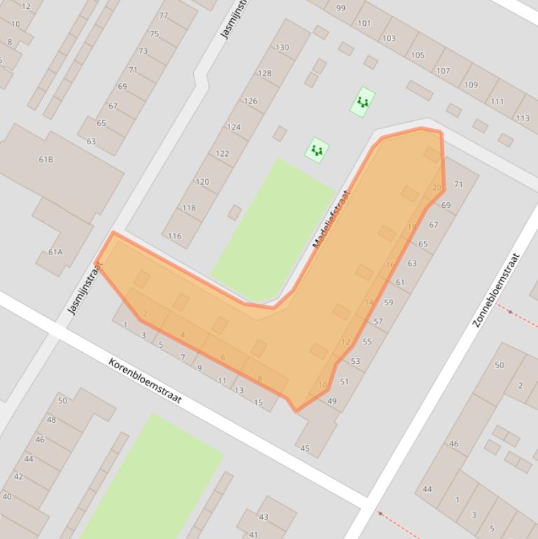 Kaart van postcodegebied 3353EB.