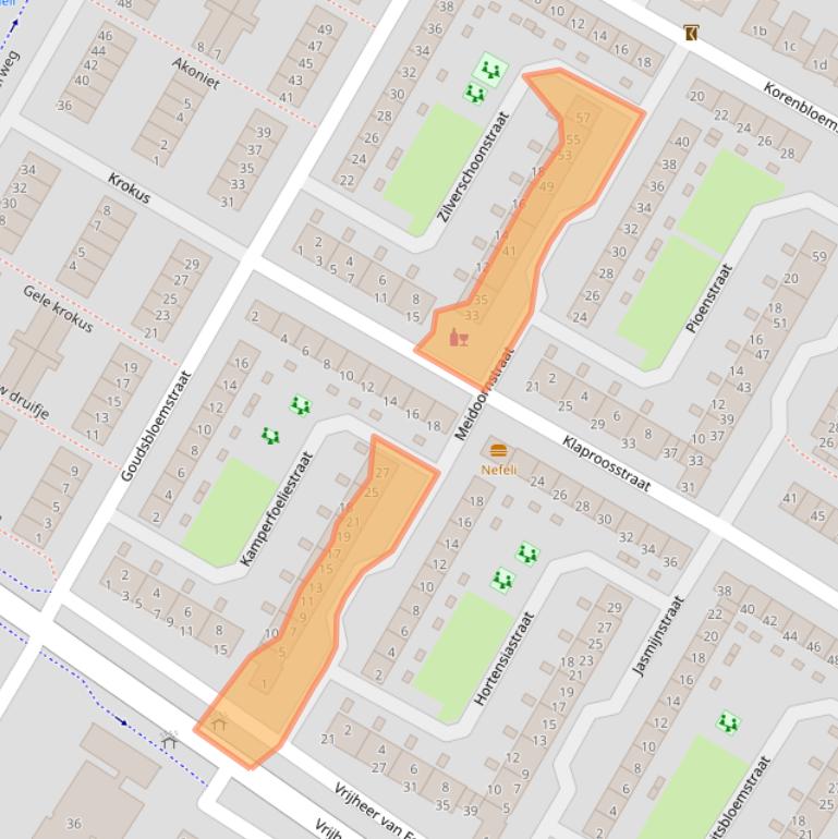 Kaart van postcodegebied 3353EC.