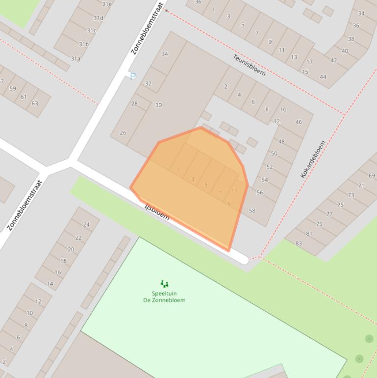 Kaart van postcodegebied 3353ES.