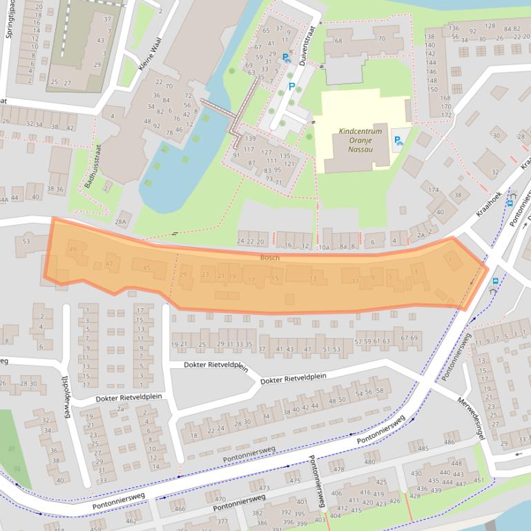 Kaart van postcodegebied 3353GC.