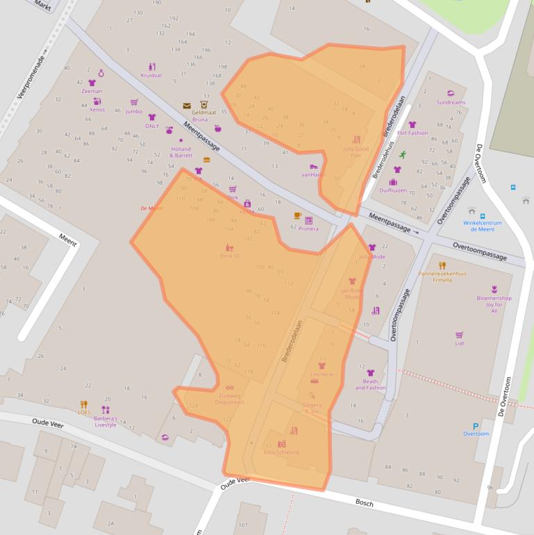 Kaart van postcodegebied 3353GG.