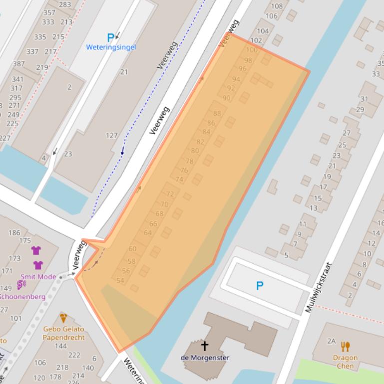 Kaart van postcodegebied 3353GV.