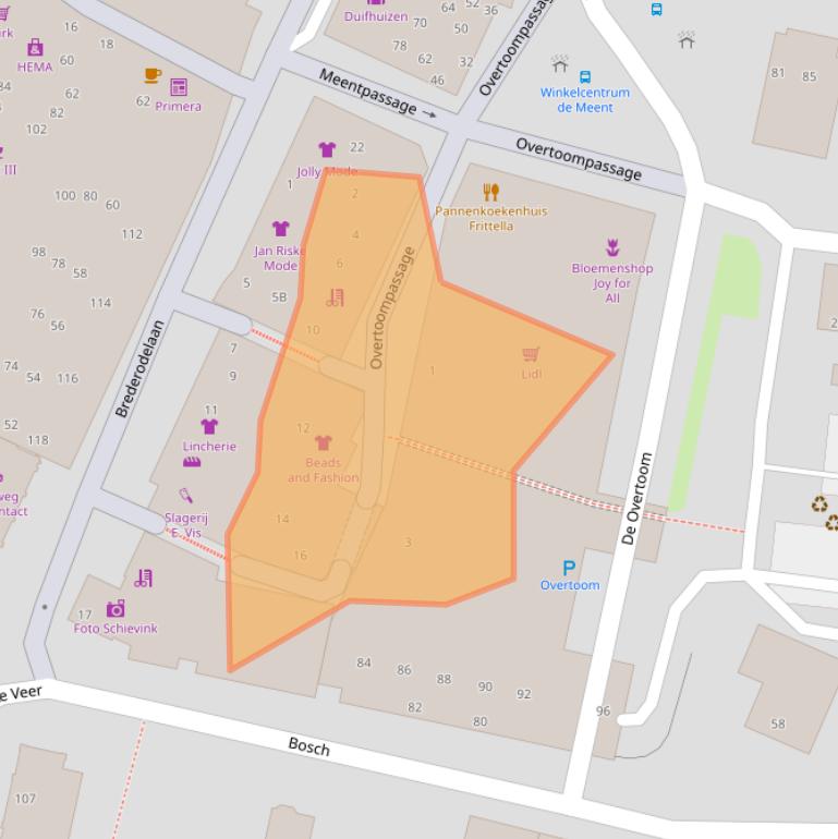 Kaart van postcodegebied 3353HE.