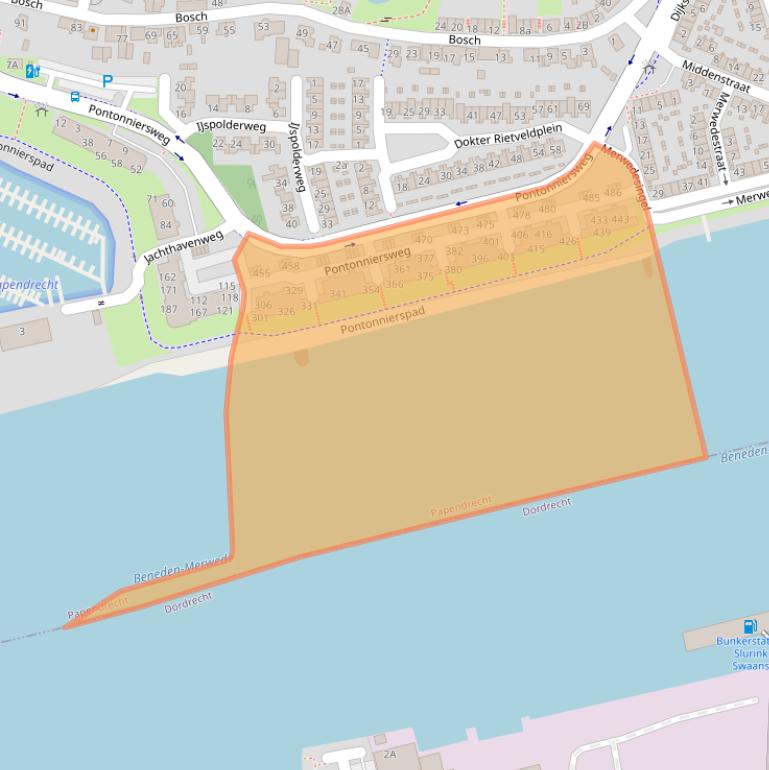 Kaart van postcodegebied 3353SG.