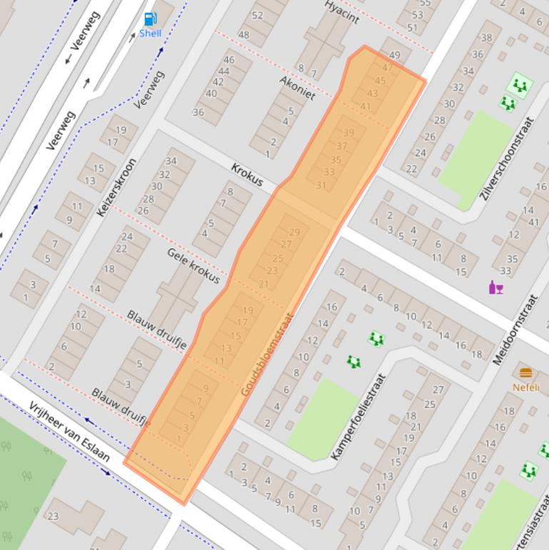 Kaart van postcodegebied 3353XC.