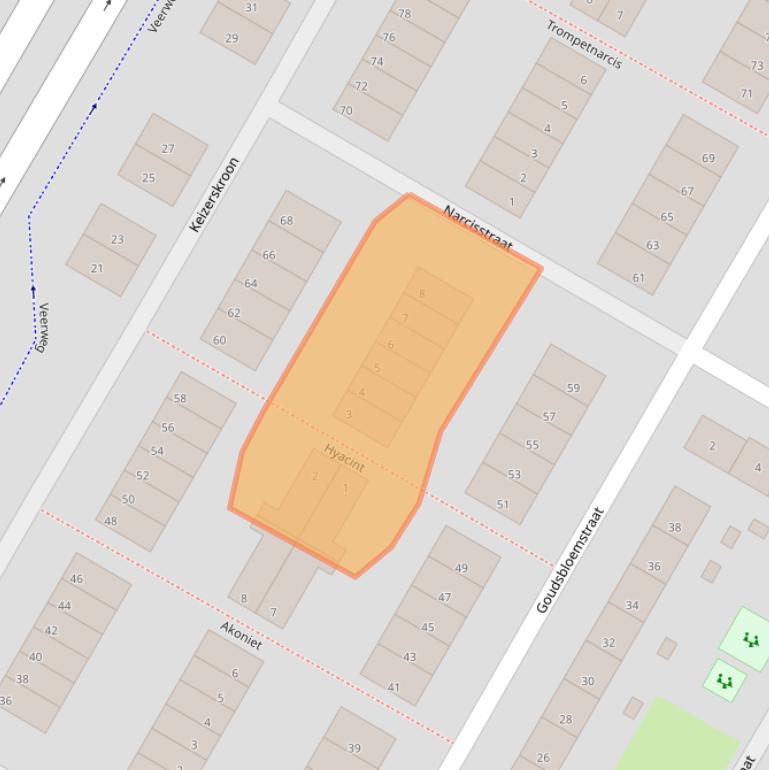 Kaart van postcodegebied 3353XG.