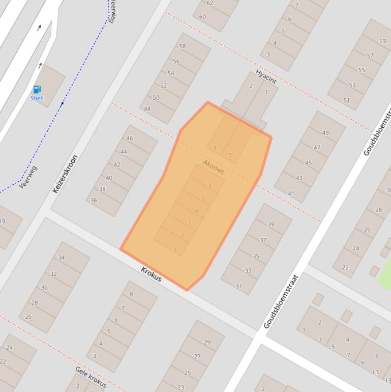 Kaart van postcodegebied 3353XH.