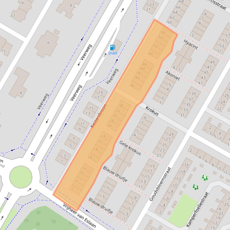 Kaart van postcodegebied 3353XP.