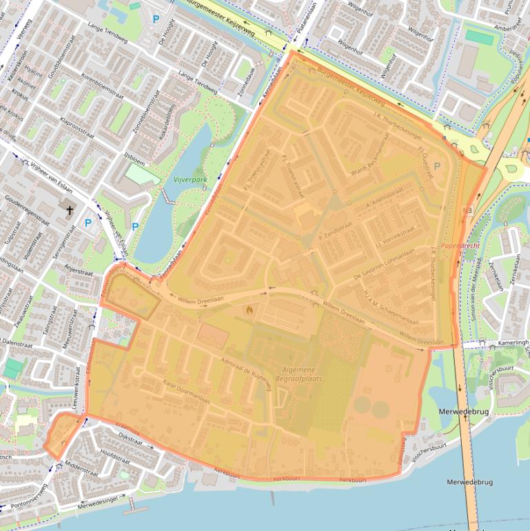 Kaart van postcodegebied 3354.