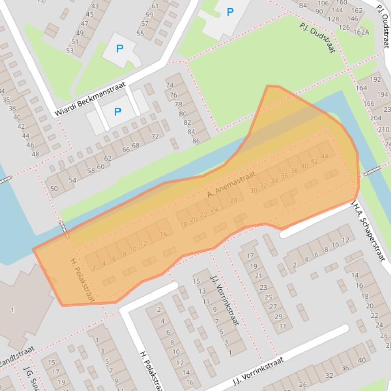 Kaart van postcodegebied 3354AA.