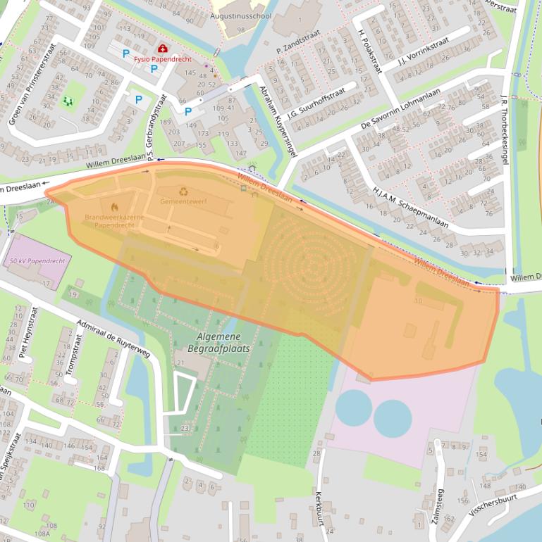 Kaart van postcodegebied 3354AW.