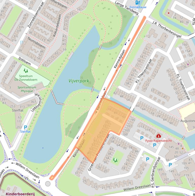 Kaart van postcodegebied 3354BB.