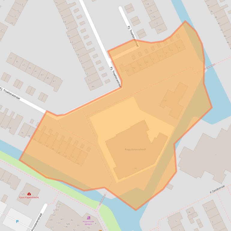Kaart van postcodegebied 3354BN.