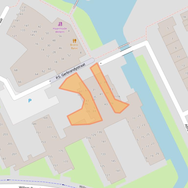 Kaart van postcodegebied 3354BS.