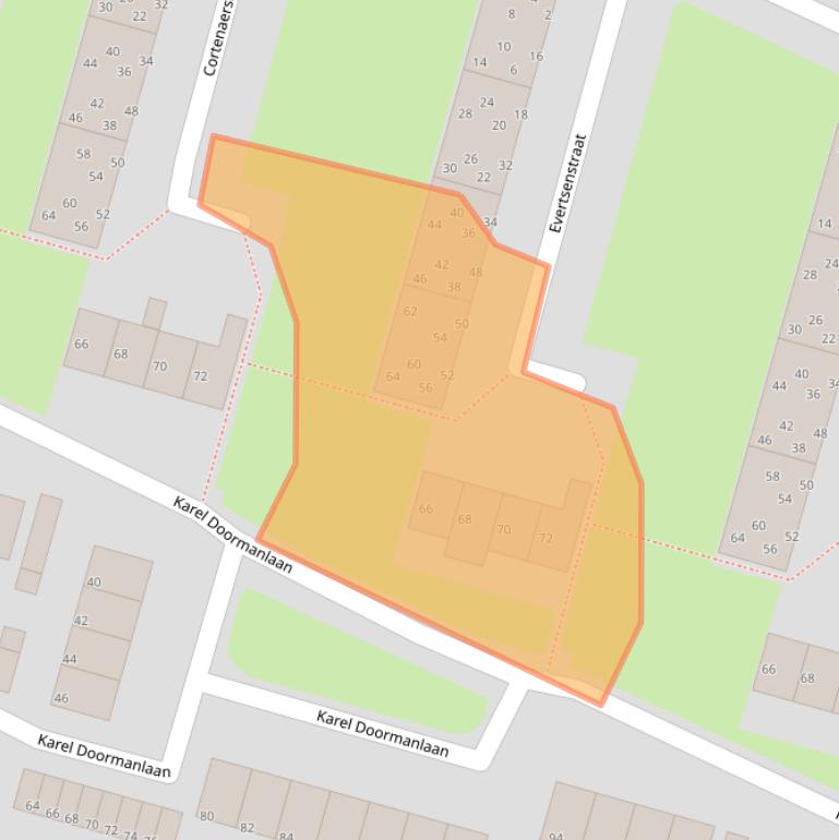 Kaart van postcodegebied 3354XE.