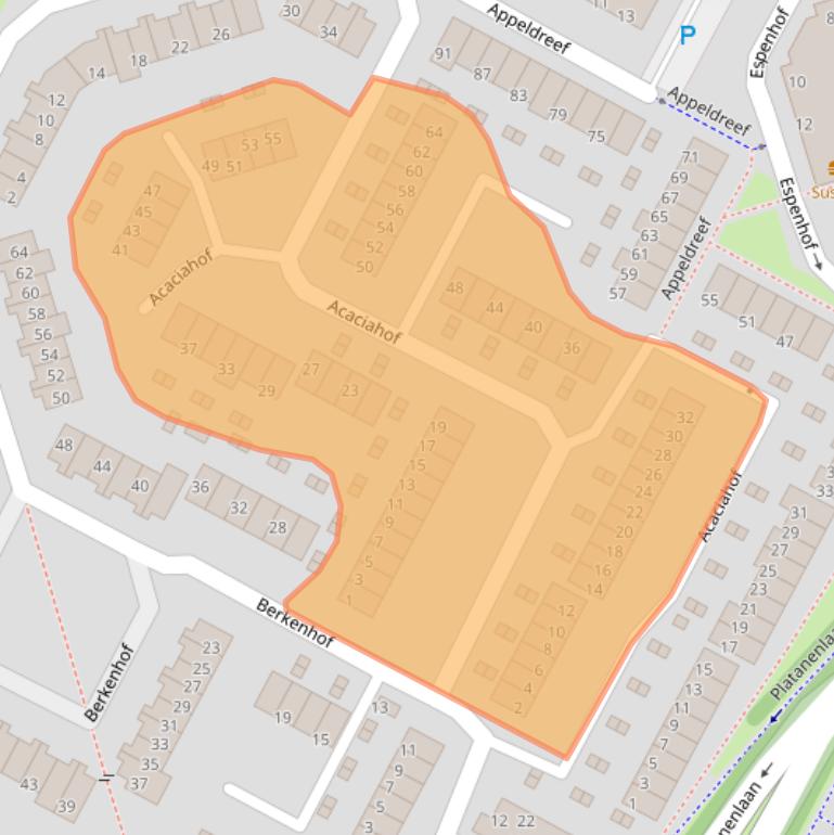 Kaart van postcodegebied 3355AA.