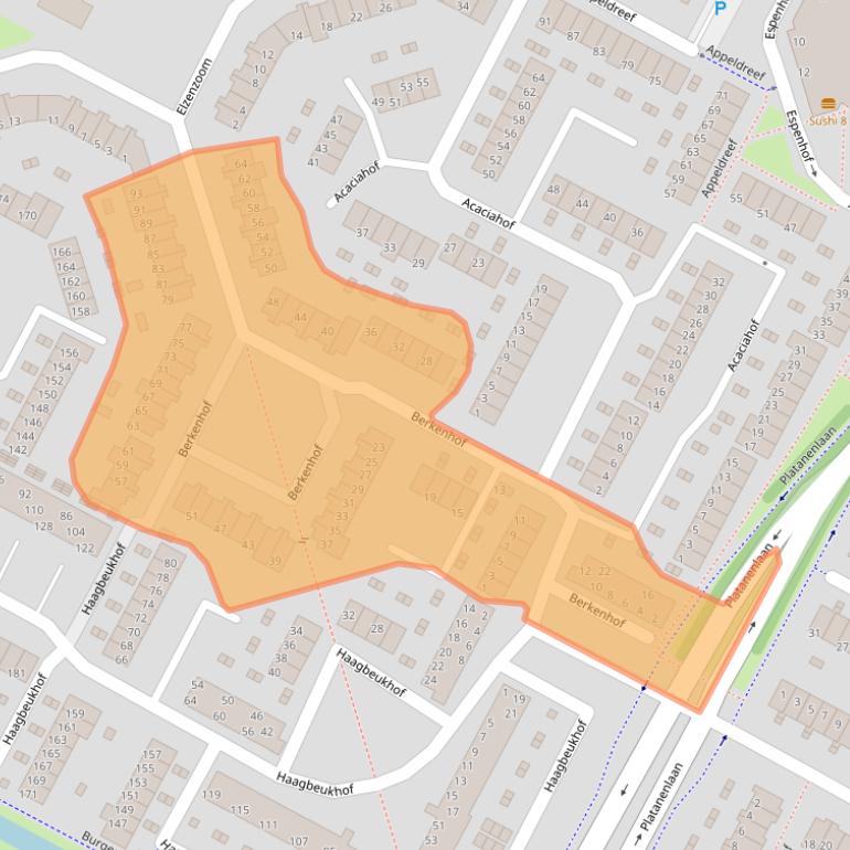 Kaart van postcodegebied 3355AC.