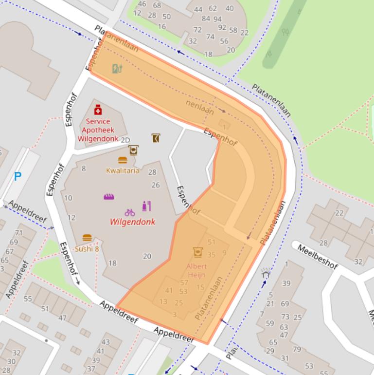 Kaart van postcodegebied 3355AH.