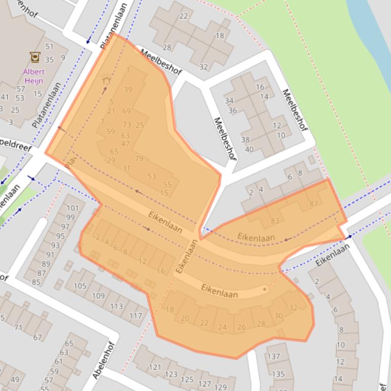 Kaart van postcodegebied 3355BA.