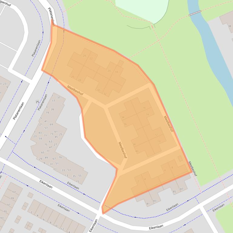 Kaart van postcodegebied 3355BD.