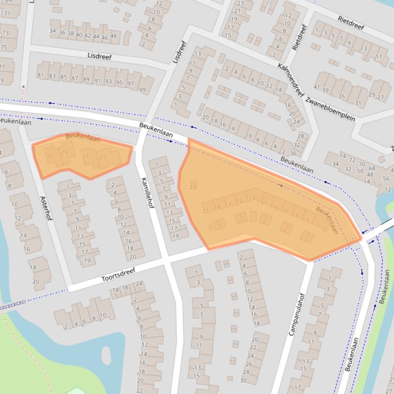 Kaart van postcodegebied 3355BL.