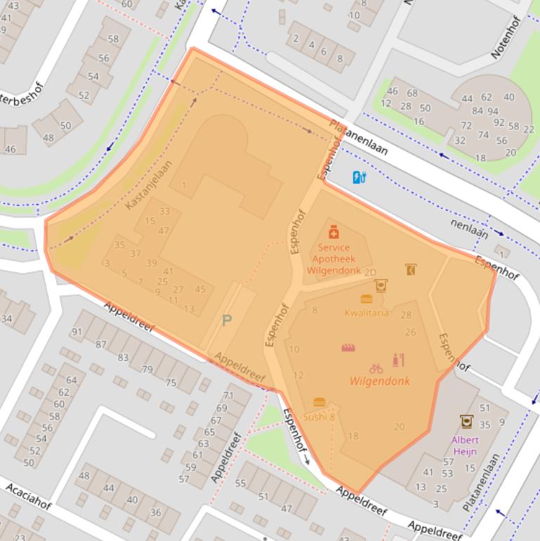 Kaart van postcodegebied 3355BM.