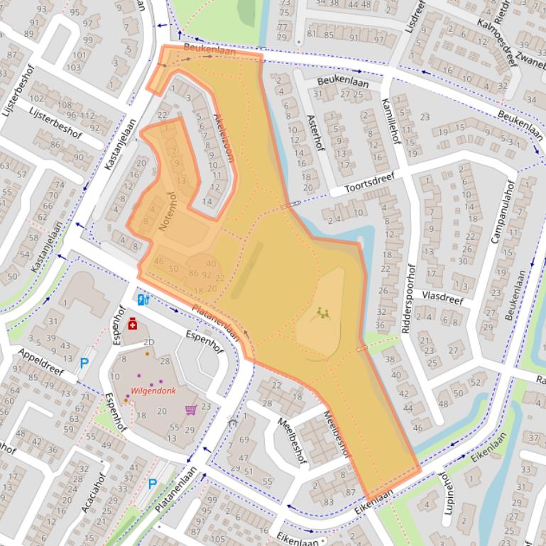 Kaart van postcodegebied 3355BS.
