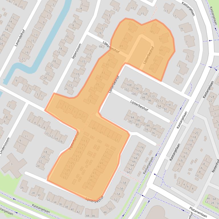 Kaart van postcodegebied 3355CC.