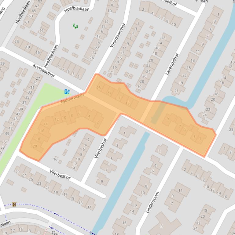 Kaart van postcodegebied 3355CE.