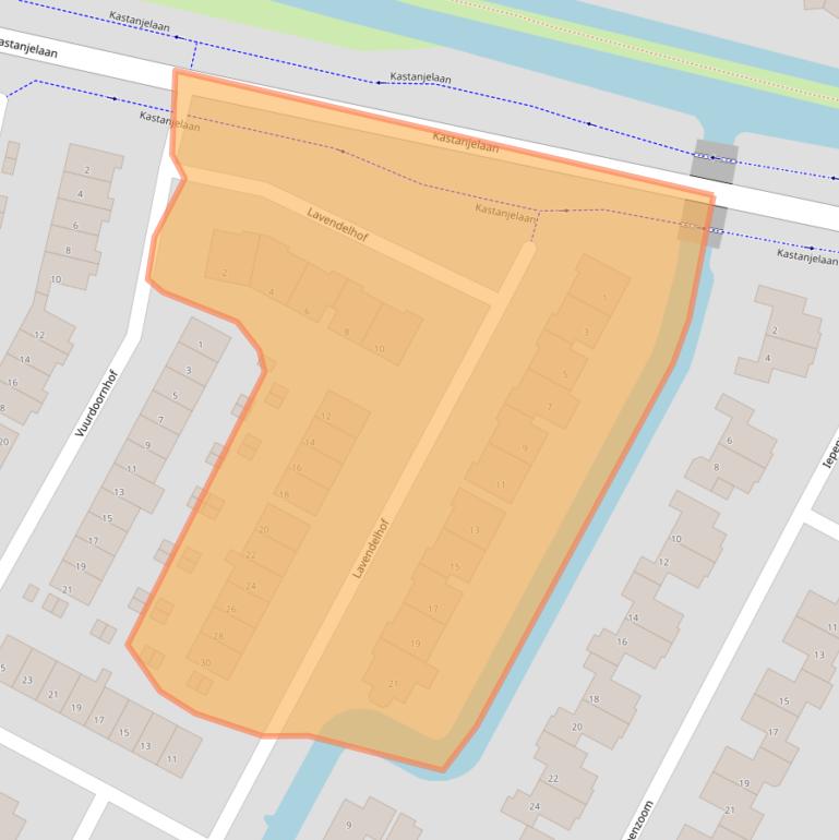 Kaart van postcodegebied 3355CL.