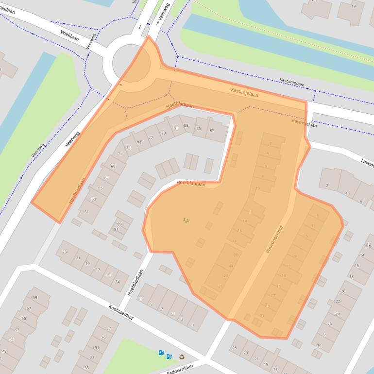 Kaart van postcodegebied 3355CM.