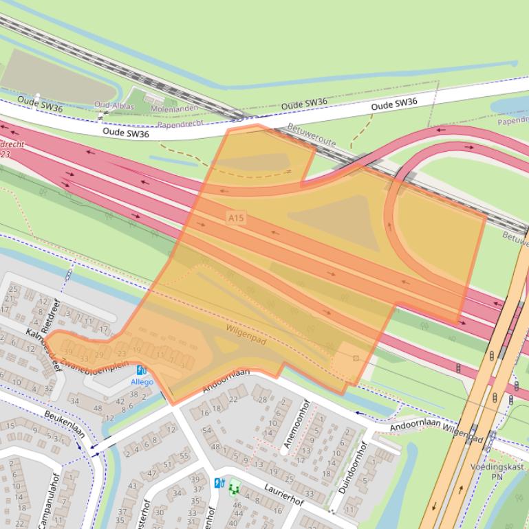 Kaart van postcodegebied 3355EG.
