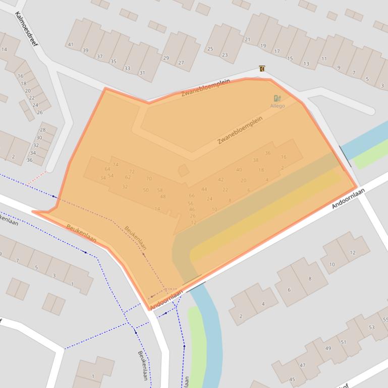 Kaart van postcodegebied 3355EH.