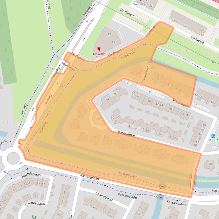 Kaart van postcodegebied 3355EJ.