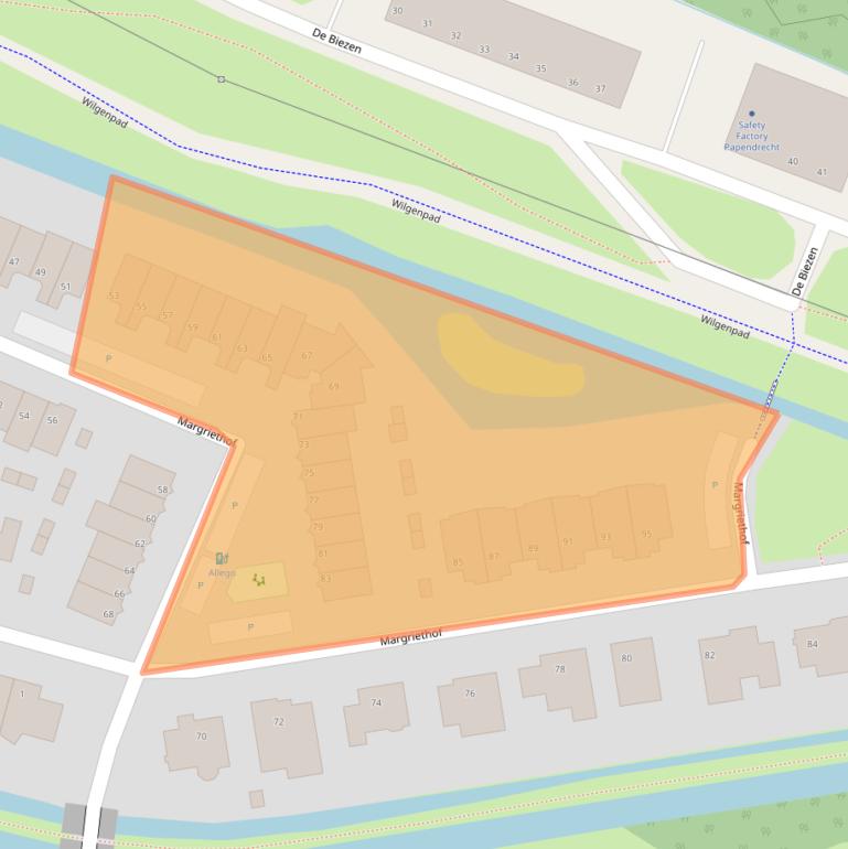 Kaart van postcodegebied 3355EK.