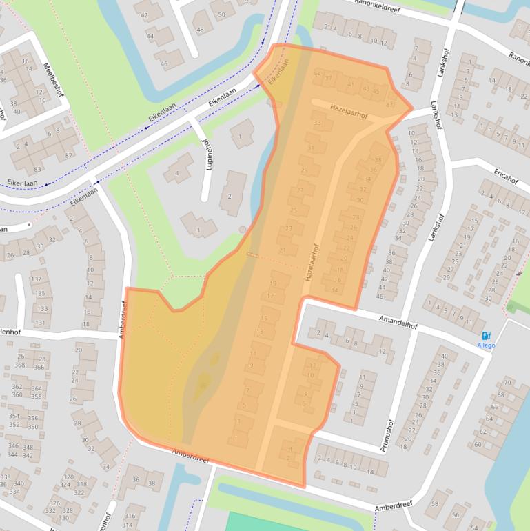 Kaart van postcodegebied 3355RA.